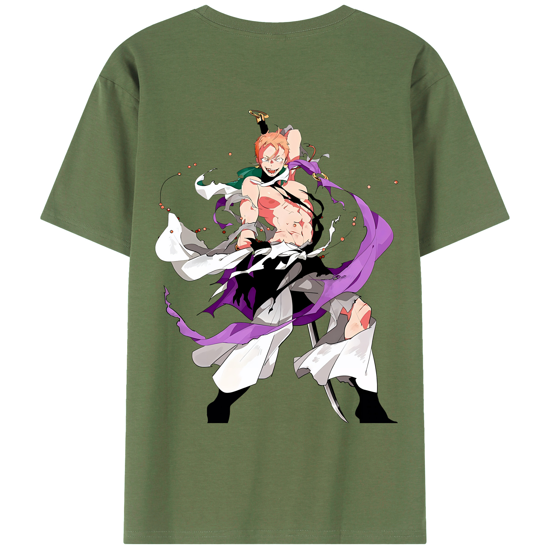 （画像用） 刀剣乱舞 Touken Ranbu 綿100％ メンズ半袖Tシャツ（バックプリント） 通気性